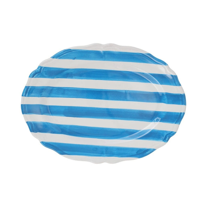 Vietri Amalfitana Stripe Oval Platter Dinnerware Vietri Aqua 