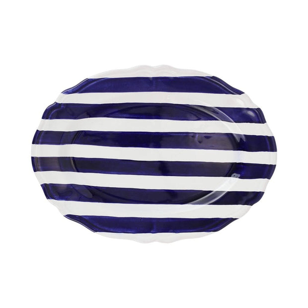 Vietri Amalfitana Stripe Oval Platter Dinnerware Vietri Cobalt 