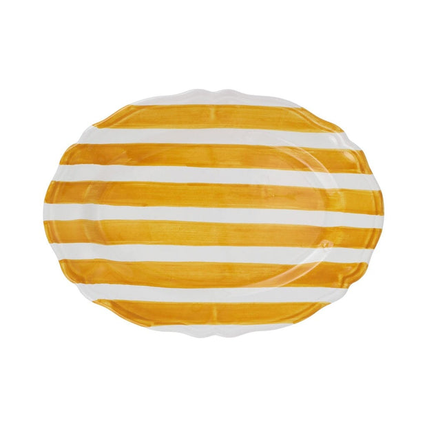 Vietri Amalfitana Stripe Oval Platter Dinnerware Vietri Yellow 