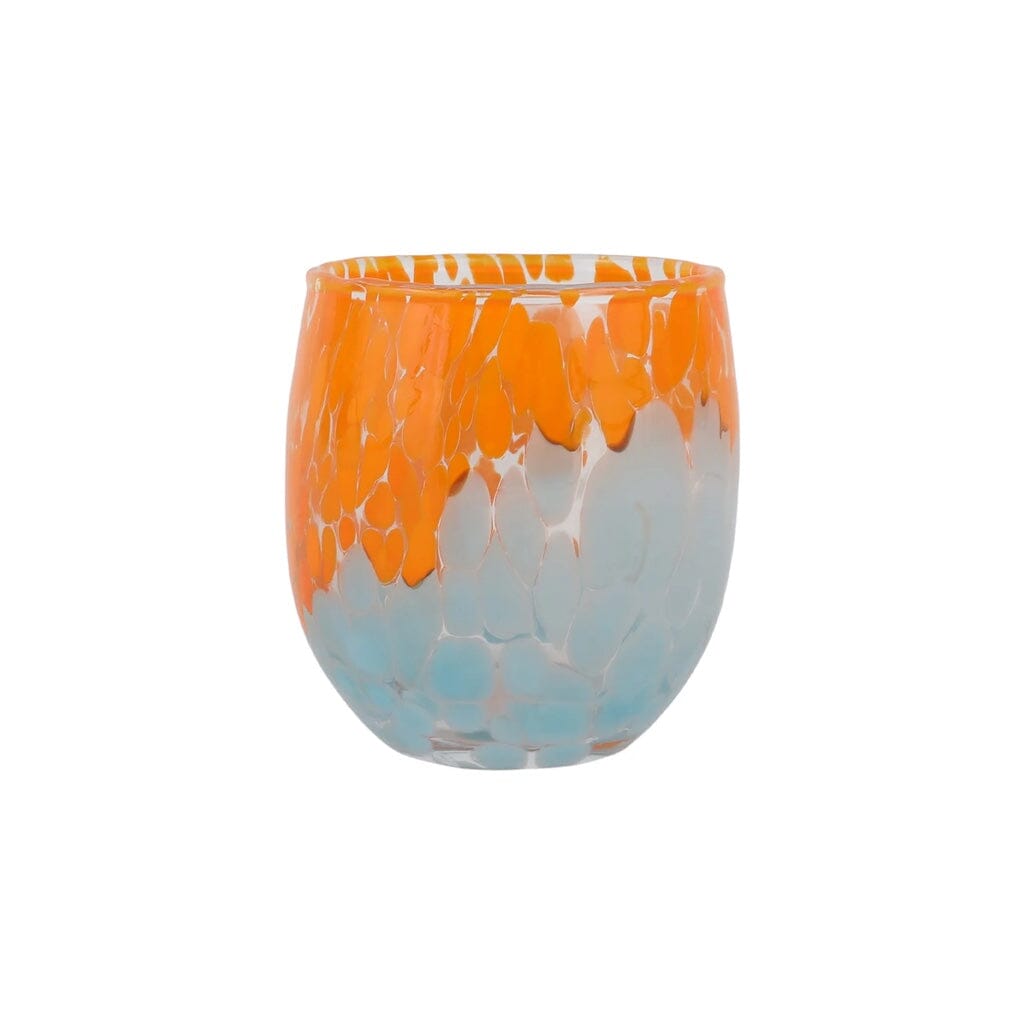 Vietri Nuvola Orange and Light Blue Double Old Fashioned Drinkware Vietri 