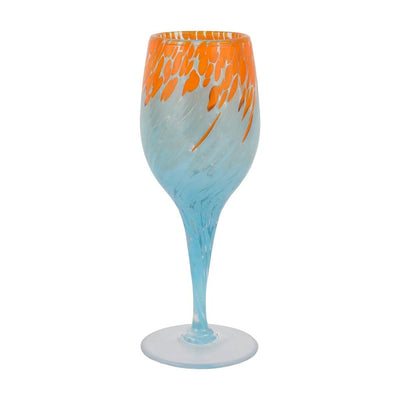 Vietri Nuvola Orange and Light Blue Wine Glass Drinkware Vietri 