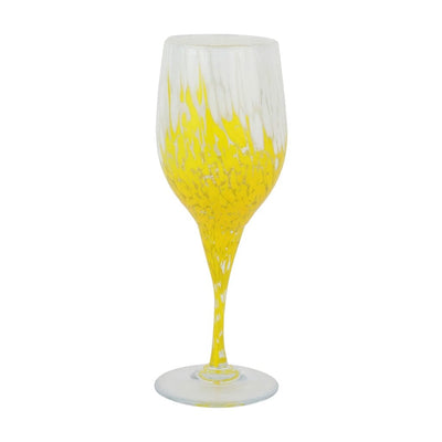Vietri Nuvola White and Yellow Wine Glass Drinkware Vietri 