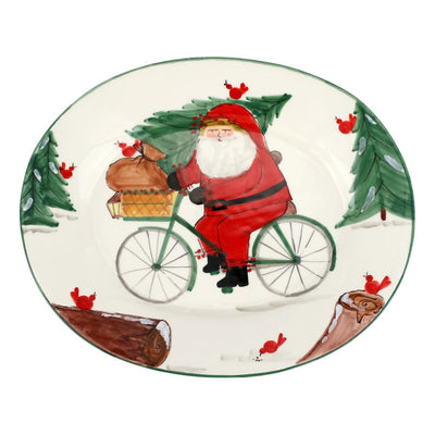 Vietri Old St. Nick Large Oval Platter w/ Bicycle Dinnerware Vietri 