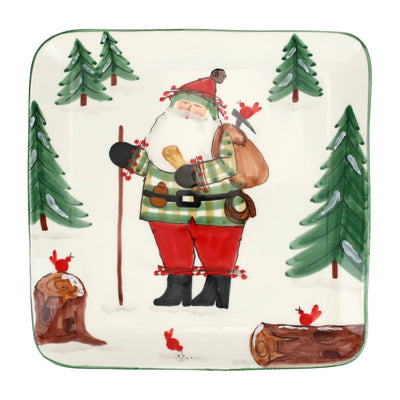 Vietri Old St. Nick Large Square Platter w/Hiker Dinnerware Vietri 