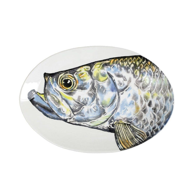 Vietri Pesca Tarpoon Shallow Oval Bowl Dinnerware Vietri 