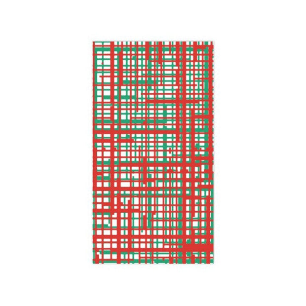 Vietri Papersoft Napkins Plaid Green & Red Guest Towels Dinnerware Vietri Pack of 20 