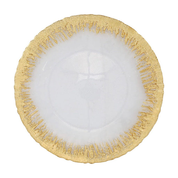 Vietri Rufolo Glass Gold Brushstroke Service Plate/Charger Dinnerware Vietri 