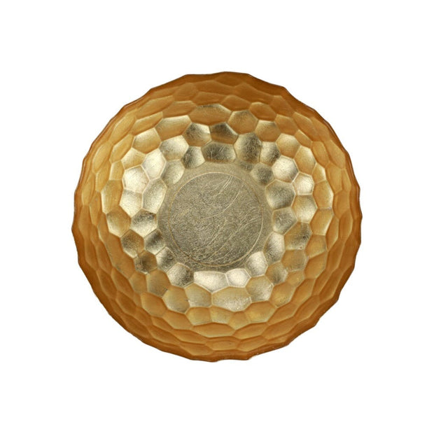 Vietri Rufolo Glass Gold Honeycomb Large Bowl Dinnerware Vietri 